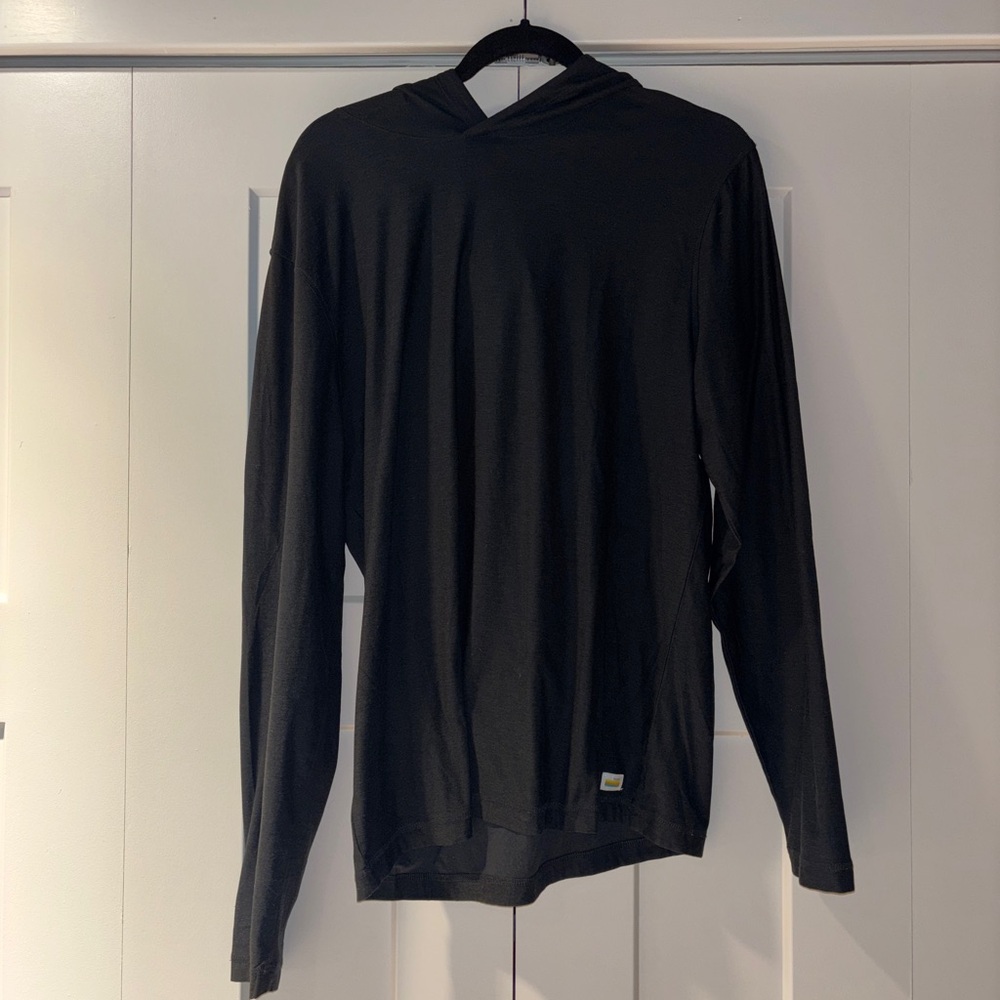 Vuori Black Long Sleeve Men's Shirt with Hood